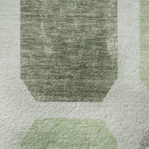 8' X 10' Artichoke Green Gray And Ivory Geometric Washable Area Rug With UV Protection