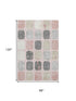 8' X 10' Blush Charcoal And Ivory Geometric Washable Area Rug With UV Protection