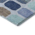 5' X 8' Denim Blue Brown And Teal Geometric Washable Area Rug With UV Protection
