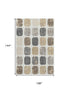 9' X 12' Ivory Beige And Gray Geometric Washable Area Rug With UV Protection