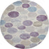 8' Plum Beige And Blue Geometric Washable Round Rug With UV Protection