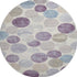 8' Plum Beige And Blue Geometric Washable Round Rug With UV Protection