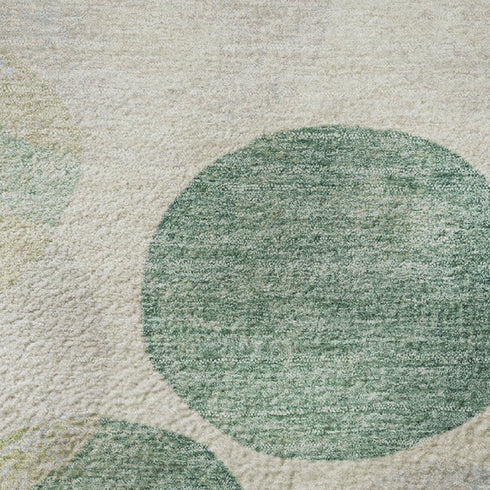 8' X 10' Teal Green And Ivory Geometric Washable Area Rug With UV Protection