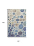5' X 8' Navy Blue Ivory And Taupe Geometric Washable Area Rug With UV Protection