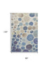 8' X 10' Navy Blue Ivory And Taupe Geometric Washable Area Rug With UV Protection