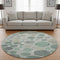 8' Sage Beige And Tan Geometric Washable Round Rug With UV Protection