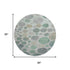 8' Sage Beige And Tan Geometric Washable Round Rug With UV Protection