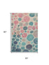 5' X 8' Teal Pink And Beige Geometric Washable Area Rug With UV Protection