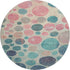 8' Teal Pink And Beige Geometric Washable Round Rug With UV Protection