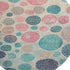 8' Teal Pink And Beige Geometric Washable Round Rug With UV Protection