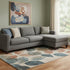 8' X 10' Beige Copper And Denim Blue Floral Washable Area Rug With UV Protection