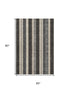 5' X 8' Black Ivory And Gray Striped Washable Area Rug With UV Protection