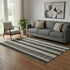 5' X 8' Black Ivory And Gray Striped Washable Area Rug With UV Protection