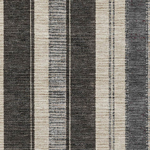 5' X 8' Black Ivory And Gray Striped Washable Area Rug With UV Protection