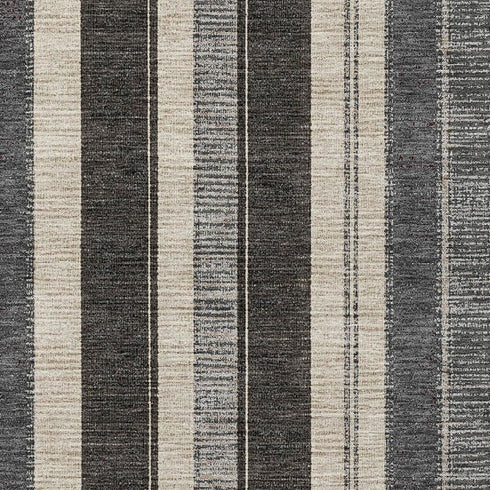 5' X 8' Black Ivory And Gray Striped Washable Area Rug With UV Protection