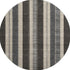 8' Black Ivory And Gray Striped Washable Round Rug With UV Protection