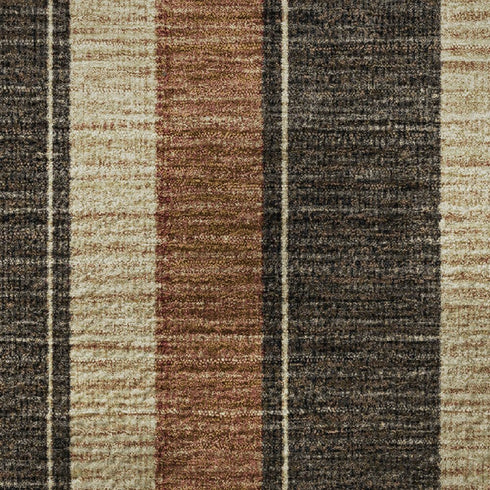 5' X 8' Chocolate Rust And Beige Striped Washable Area Rug With UV Protection