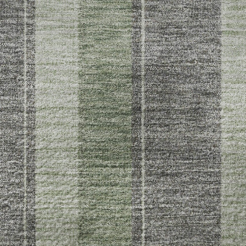 8' X 10' Green And Gray Striped Washable Area Rug With UV Protection