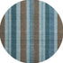 8' Teal And Brown Striped Washable Round Rug With UV Protection
