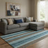 8' X 10' Teal And Brown Striped Washable Area Rug With UV Protection