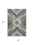 5' X 8' Brown Gray And Ivory Geometric Washable Area Rug With UV Protection