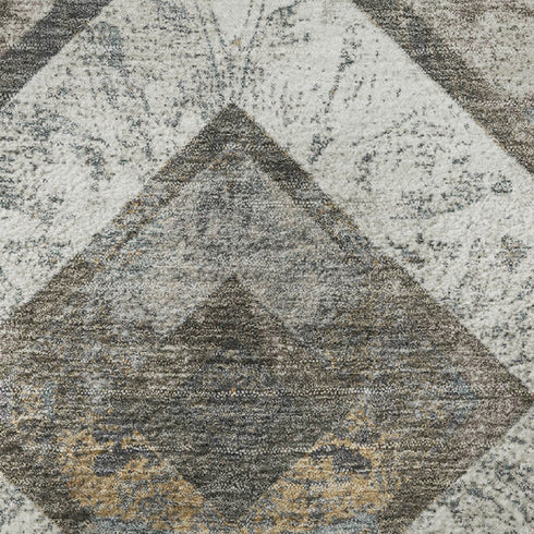 5' X 8' Brown Gray And Ivory Geometric Washable Area Rug With UV Protection