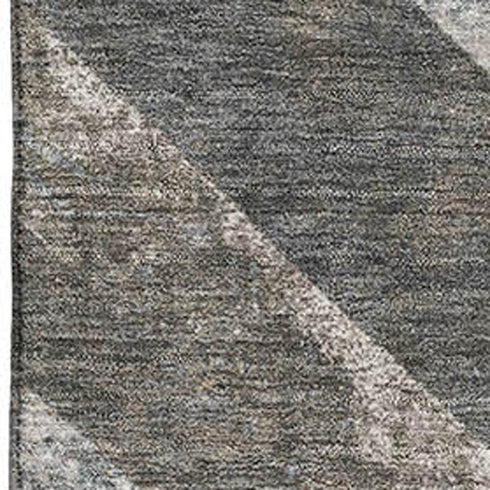 8' X 10' Brown Gray And Ivory Geometric Washable Area Rug With UV Protection