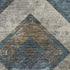 8' Navy Blue Brown And Beige Geometric Washable Round Rug With UV Protection