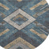 8' Navy Blue Brown And Beige Geometric Washable Round Rug With UV Protection