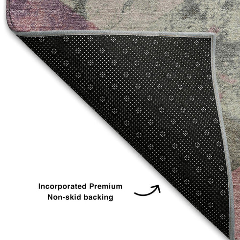 5' X 8' Blush Gray And Silver Geometric Washable Area Rug With UV Protection