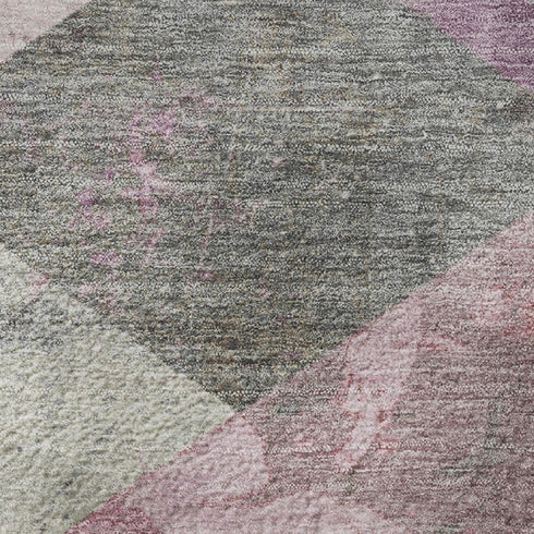 5' X 8' Blush Gray And Silver Geometric Washable Area Rug With UV Protection