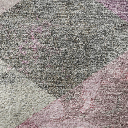 8' X 10' Blush Gray And Silver Geometric Washable Area Rug With UV Protection