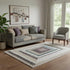 5' X 8' Beige Ivory And Charcoal Geometric Washable Area Rug With UV Protection
