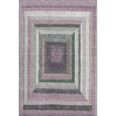 5' X 8' Blush Ivory And Charcoal Geometric Washable Area Rug With UV Protection