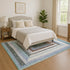 8' X 10' Denim Blue Ivory And Brown Geometric Washable Area Rug With UV Protection