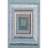 8' X 10' Denim Blue Ivory And Brown Geometric Washable Area Rug With UV Protection