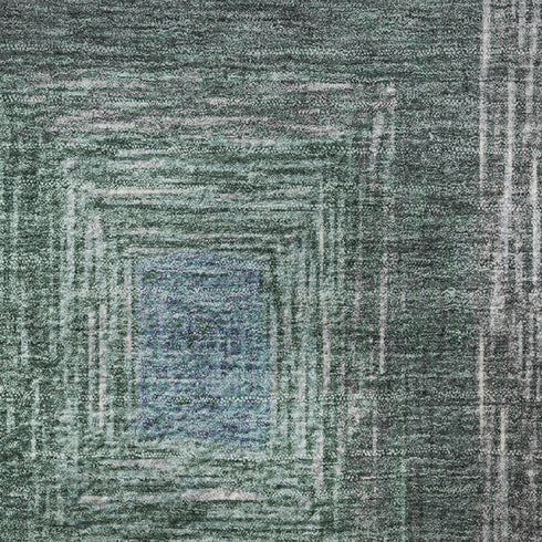 8' X 10' Denim Blue Ivory And Brown Geometric Washable Area Rug With UV Protection