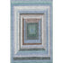 8' X 10' Denim Blue Ivory And Brown Geometric Washable Area Rug With UV Protection