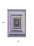 5' X 8' Lavender Ivory And Charcoal Geometric Washable Area Rug With UV Protection
