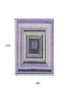 8' X 10' Lavender Ivory And Charcoal Geometric Washable Area Rug With UV Protection