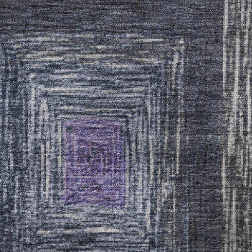 8' X 10' Lavender Ivory And Charcoal Geometric Washable Area Rug With UV Protection