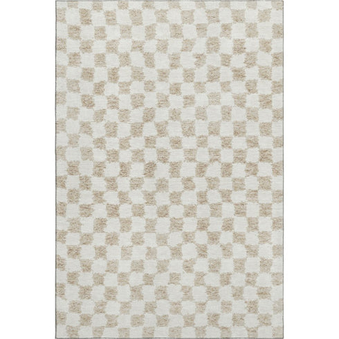 9' X 12' Beige And Ivory Geometric Washable Area Rug With UV Protection