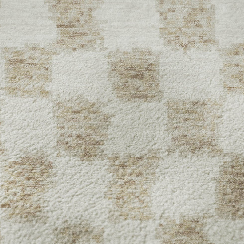 9' X 12' Beige And Ivory Geometric Washable Area Rug With UV Protection