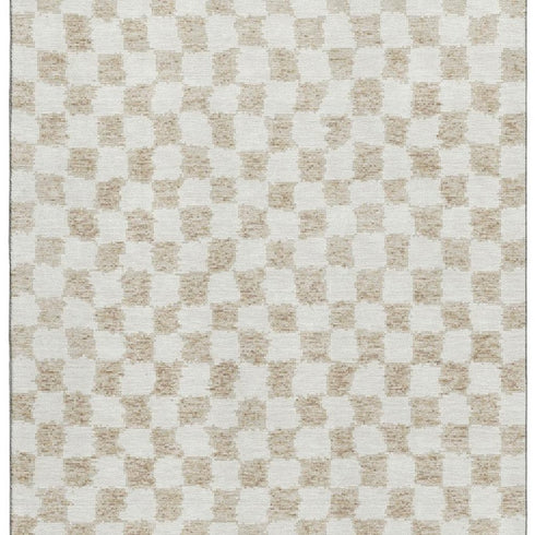 9' X 12' Beige And Ivory Geometric Washable Area Rug With UV Protection