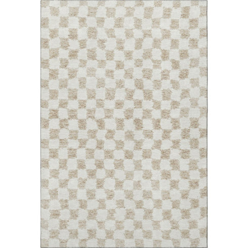 9' X 12' Beige And Ivory Geometric Washable Area Rug With UV Protection