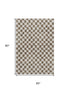 5' X 8' Brown And Ivory Geometric Washable Area Rug With UV Protection