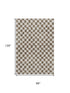 8' X 10' Brown And Ivory Geometric Washable Area Rug With UV Protection