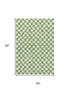 5' X 8' Green And Ivory Geometric Washable Area Rug With UV Protection