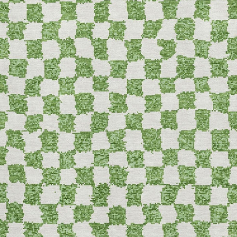 5' X 8' Green And Ivory Geometric Washable Area Rug With UV Protection
