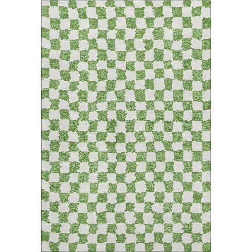 9' X 12' Green And Ivory Geometric Washable Area Rug With UV Protection